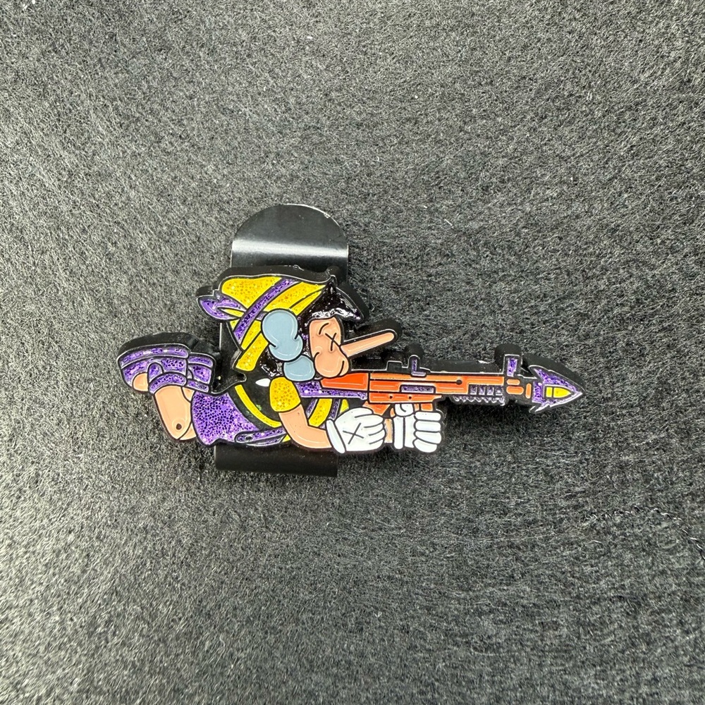 Pinocchio Sniper Rifle Enamel Hat Clip Lapel Pin Cartoon Streetwear Collectible